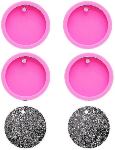 4 Pcs Round Keychain Silicone Mold Circle Keychain Charms Epoxy Resin Molds Cast Carousel 1