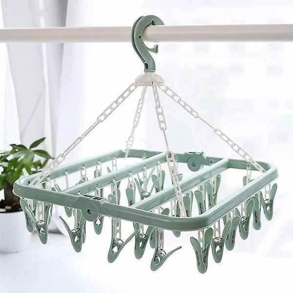 Pink Underwear Hanger With 32 Hanging Clothes Clips Foldable Plastic Clothes Carousel 1