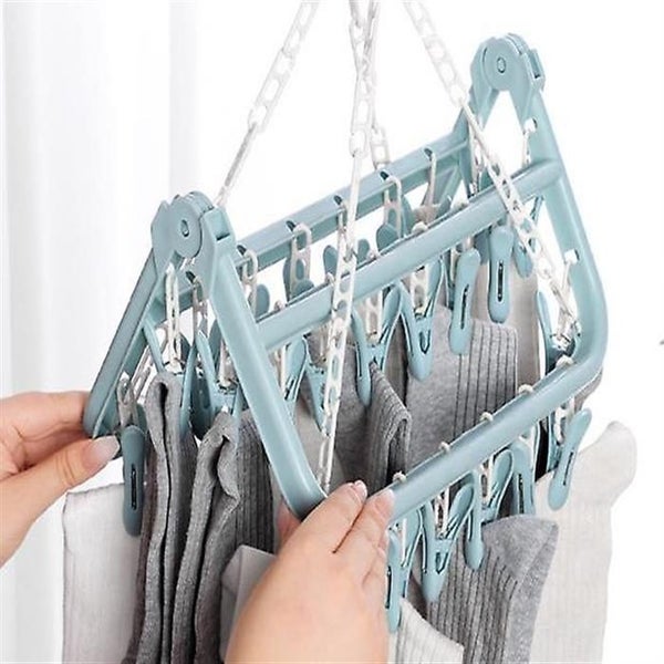 Pink Underwear Hanger With 32 Hanging Clothes Clips Foldable Plastic Clothes Carousel 2