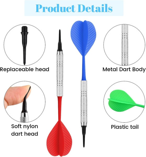 14g Plastic Tip Dart 12 Darts With 100 Tips For Electronic Dartboard Profess Carousel 2