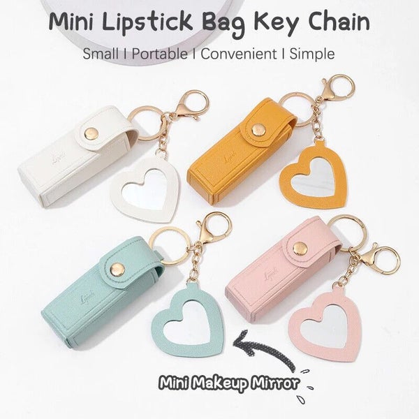 Lip Balm Bag Keychain Key Ring Holder Women Lipstick Pouch Chapstick Bag Cover Carousel 1