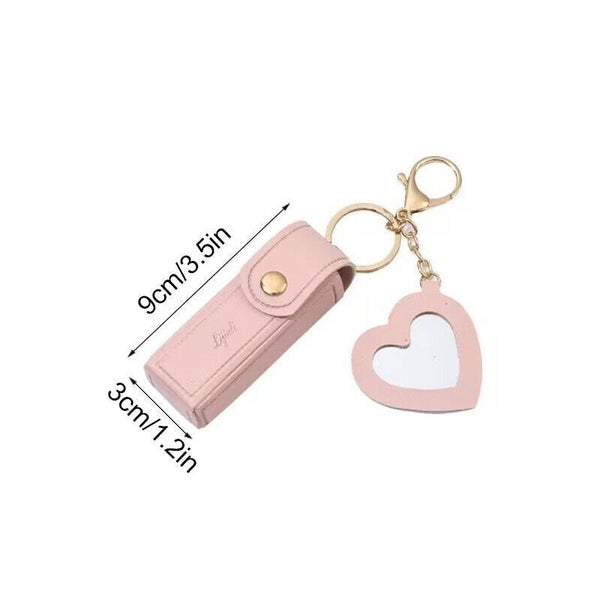Lip Balm Bag Keychain Key Ring Holder Women Lipstick Pouch Chapstick Bag Cover Carousel 2