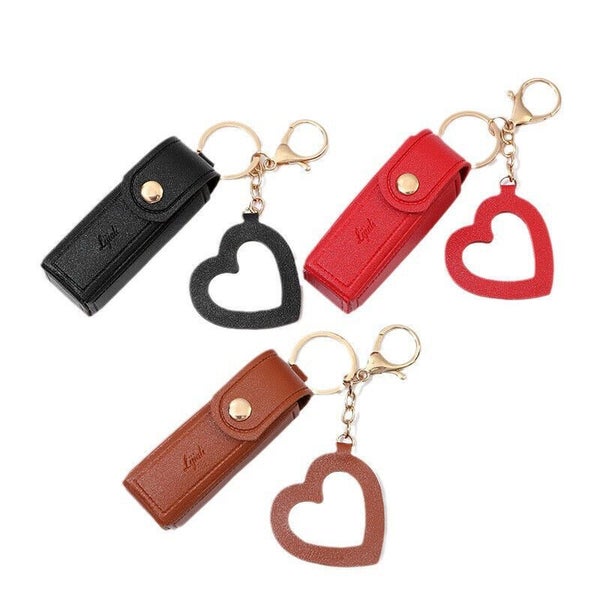 Lip Balm Bag Keychain Key Ring Holder Women Lipstick Pouch Chapstick Bag Cover Carousel 11