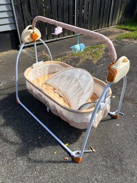 Baby Swing, Baby Swing Baby Music Cradle - Beige Carousel 1