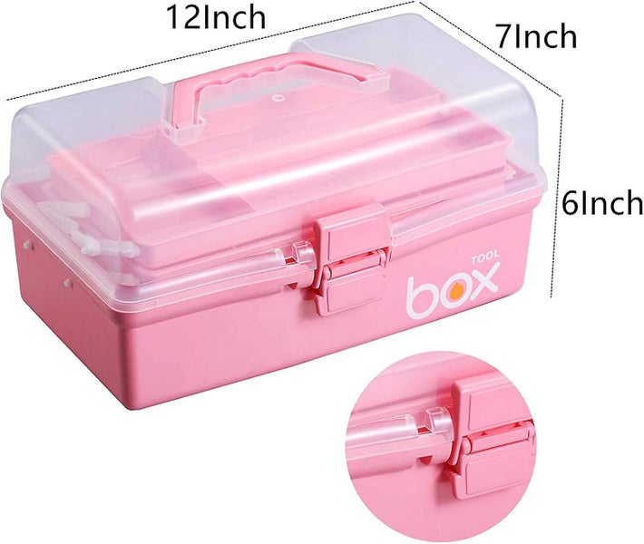Clear Plastic Storage Box - Three-layer Organizer For Art Craft And Cosmetic Carousel 1