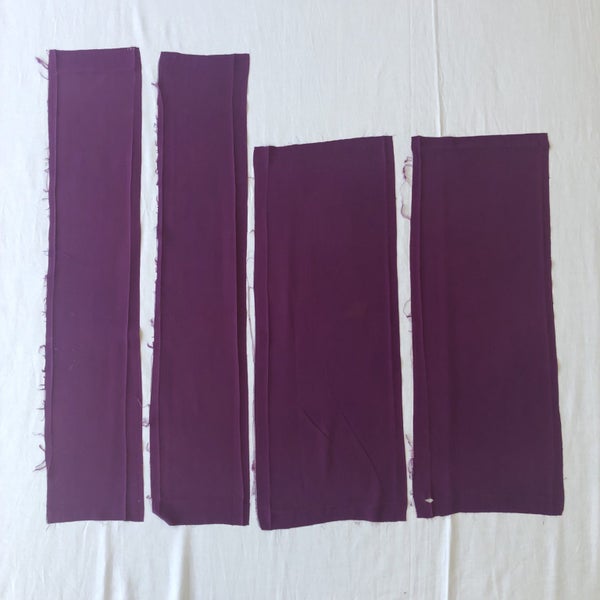 Vintage Japanese Purple Silk Fabric Pieces X4 Kimono Lining Panels Sewing Carousel 1