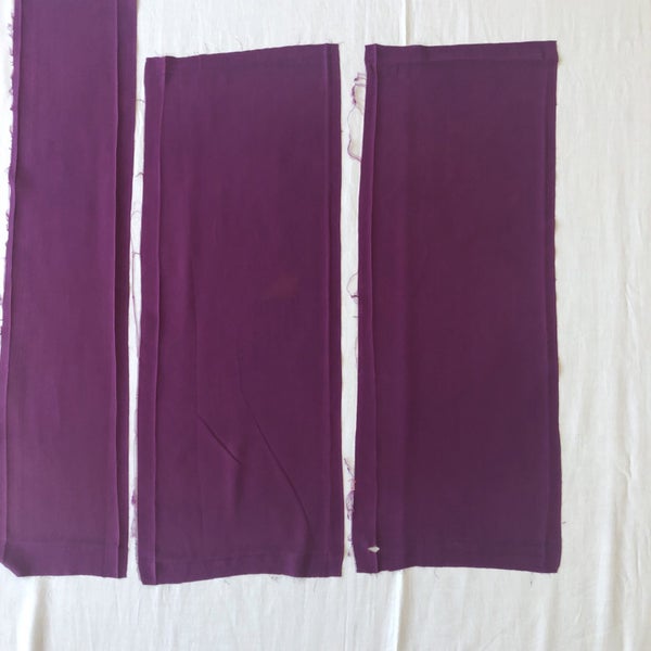 Vintage Japanese Purple Silk Fabric Pieces X4 Kimono Lining Panels Sewing Carousel 2