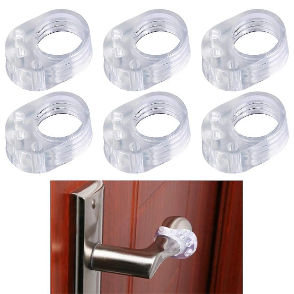 Doorknob Buffers - Set Of 6 Transparent Double Door Stoppers Handle - Door Han Carousel 1