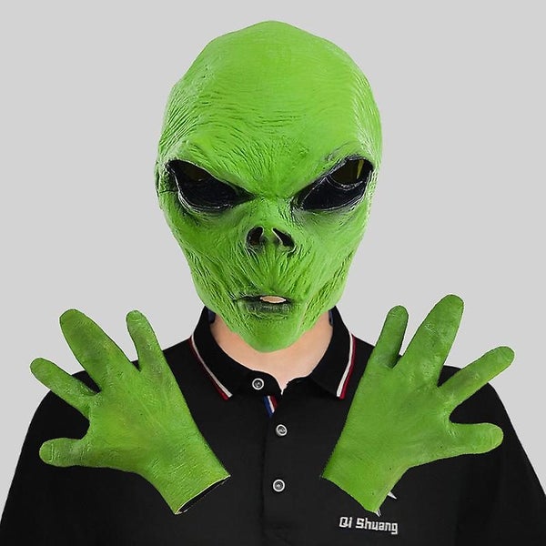 Alien Mask Set Halloween Decor Scary Mask Skull Skeleton Cosplay Funny Gloves Carousel 2