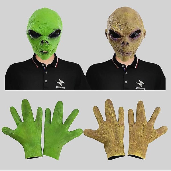 Alien Mask Set Halloween Decor Scary Mask Skull Skeleton Cosplay Funny Gloves Carousel 5