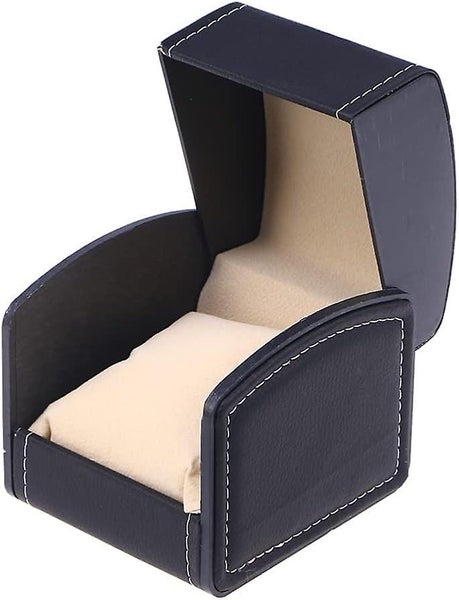 Square Watch Storage Box Leatherette Black Carousel 1