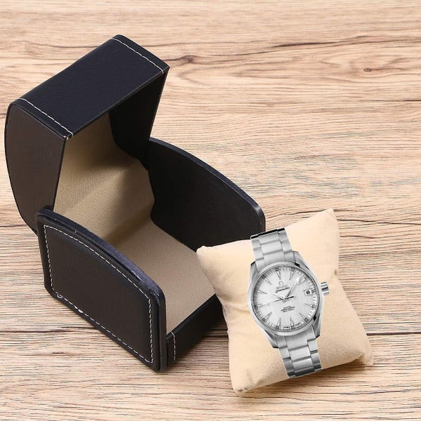 Square Watch Storage Box Leatherette Black Carousel 5