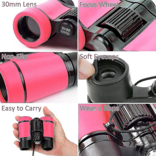 Binoculars Children's Compact Shockproof Pink Toys For Kids Carousel 2