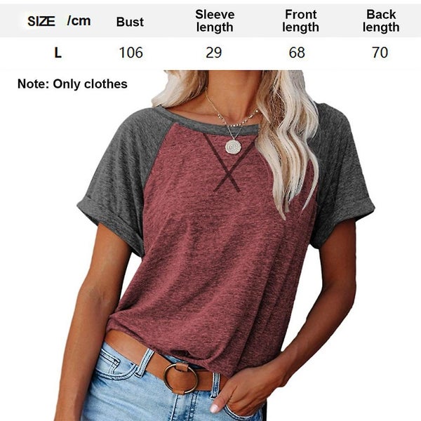 Women's Casual Short Sleeve T Shirts Raglan Rolled Sleeve Loose Side Split Tuni Carousel 2