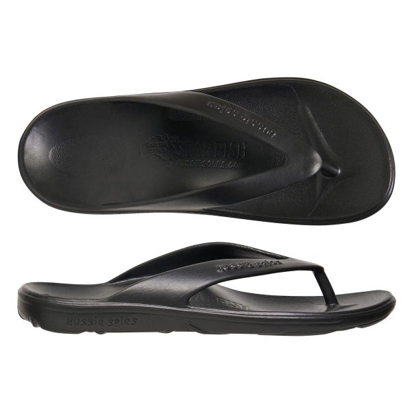 Aussie Soles Starfish 2.0 Medium Arch Thongs - Black Carousel 1
