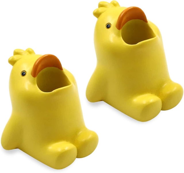 2-Pack Cute Animal Shaped Toothbrush Holder - Creative Bathroom Organizer (Duck) Carousel 1