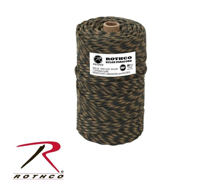 Rothco USA Paracord 550 Type 3 Woodland Camo 300ft Carousel 1