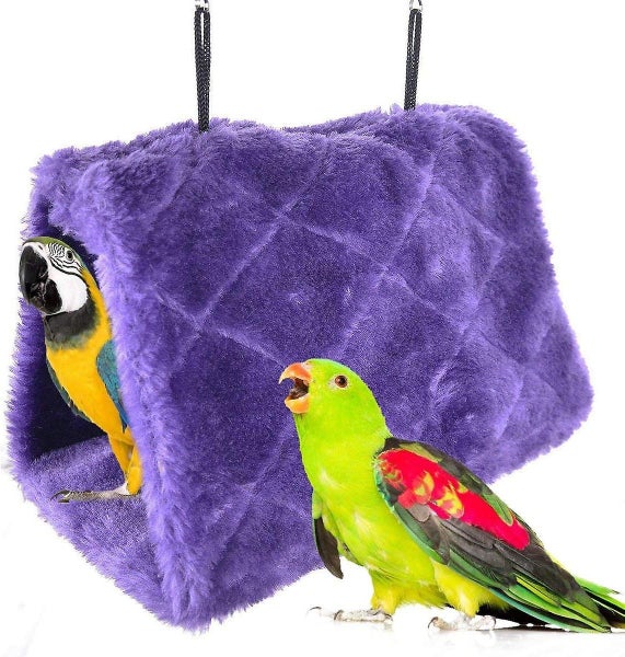 Winter Warm Bird Nest House shed Hut Hanging Hammock Finch Cage plush Fluffy Bi Carousel 1