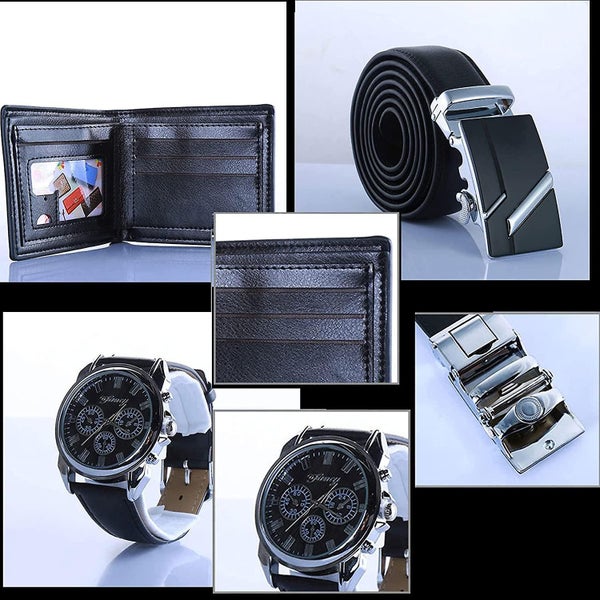 Men's Watch Men's Belt Wallet 3 Piece Accessory Box Gift Set Quartz Analog Fathe Carousel 2