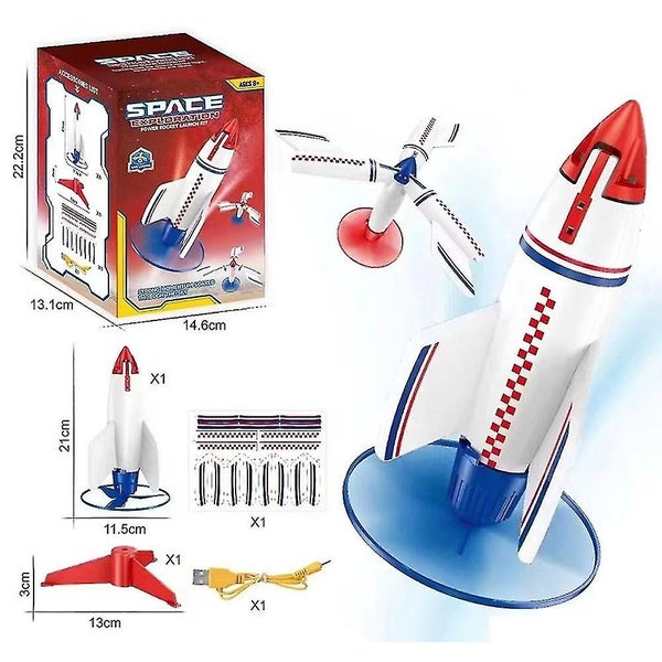 Electric Rocket Launcher Flying Rotating Foam Rocket Toy With Light Outdoor Ga Carousel 1