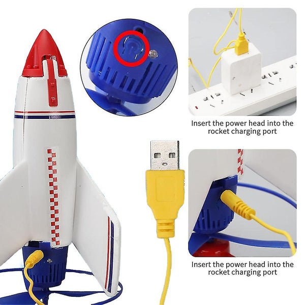Electric Rocket Launcher Flying Rotating Foam Rocket Toy With Light Outdoor Ga Carousel 5