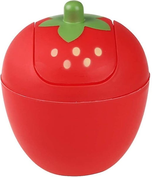 Cute Strawberry Desk Trash Can Small Plastic Storage Baskets Counter Top Garbage Carousel 1