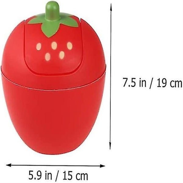 Cute Strawberry Desk Trash Can Small Plastic Storage Baskets Counter Top Garbage Carousel 2