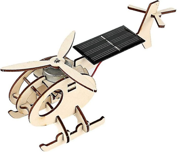 Wooden Solar Power Airplane Craft Model - Educational Toy for Kids Carousel 1