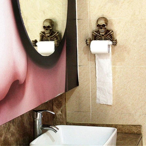 Skeleton Toilet Paper Holder Skulls Decoration Scary Halloween Decor Decoratio Carousel 4