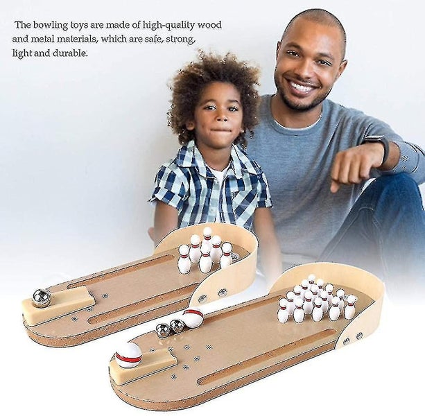 Indoor Mini Table Bowling Game Set Wooden Mini Desktop Bowling Basketball Toy Carousel 2