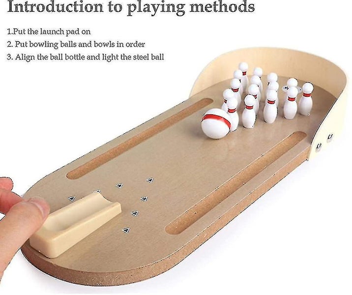 Indoor Mini Table Bowling Game Set Wooden Mini Desktop Bowling Basketball Toy Carousel 4