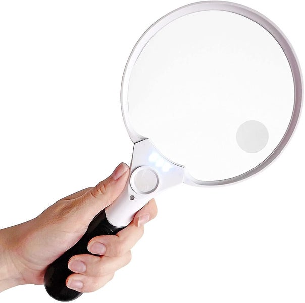 Ex tra Large Led Handheld Magnifying Glass With Light - 2x 4x 25x Lens - Be Carousel 2