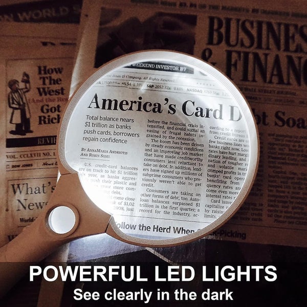 Ex tra Large Led Handheld Magnifying Glass With Light - 2x 4x 25x Lens - Be Carousel 4