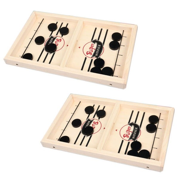 2x Fast Sling Puck Game Paced, Tin Fence Table Desktop Battle Carousel 2