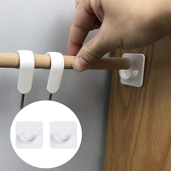 2-Pack U-Shaped Plastic Curtain Rod Brackets - No Drilling Self-Adhesive Hooks f Carousel 2