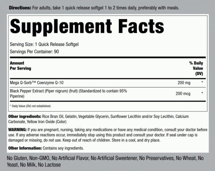 CoQ10 ABSORBABLE 200 mg 90 SOFTGELS + BLACK PEPPER/E0527 Carousel 2