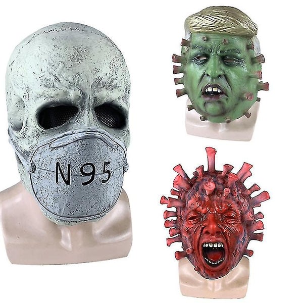 Virus Mask Halloween Decor Horror Full Mask Scary Skull Props Cosplay Costume Carousel 1