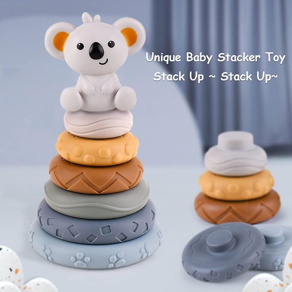Stacking Ring Toys Koala Nesting Ring Toy Early Educational Building Sensory D Carousel 2