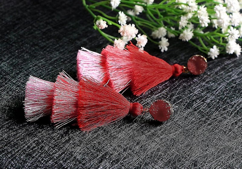 Colorful Layered Tassel Earrings Bohemian Tiered Tassel Stud Dangle Carousel 2