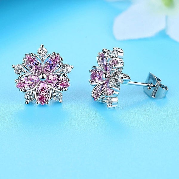 Women's Earrings Double Rosette Earrings With Cubic Zirconia, Gifts For Women Carousel 3