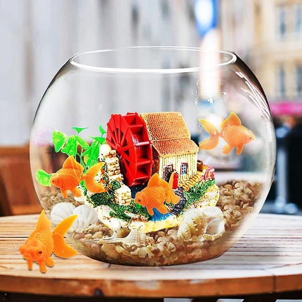 50 Pcs Aquarium Plastic Artificial Fishes Realistic Orange Goldfish Fake Fish Carousel 5