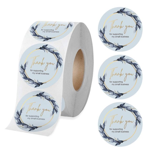 500 Pieces Business Thank You Stickers Roll 1.5" Round Size Thank You Stickers Carousel 1