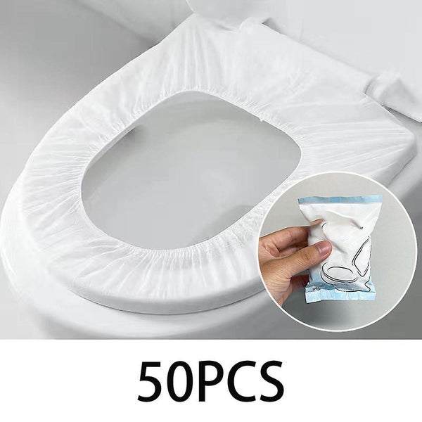 50 Pcs white Disposable Wc Toilet Plastic Toilet Bowl Protector Waterproof Carousel 1