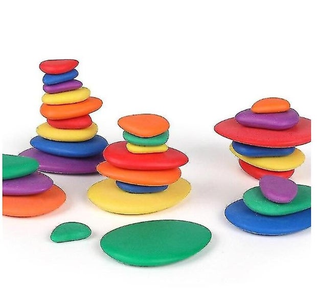 Baby Children's Wooden Toys Stone Pebbles Building Blocks Rainbow Toys Pebbles Carousel 2