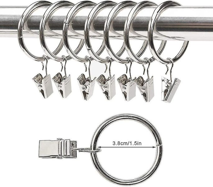 Strong 38mm Curtain Clips - Set of 36 Iron Curtain Rings with Clips for Curtains Carousel 2
