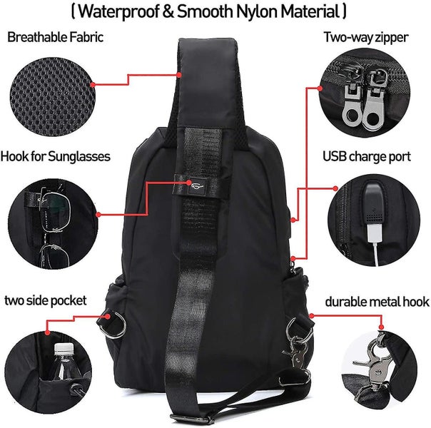Small Black Sling Crossbody Backpack Shoulder Bag For Men Women Carousel 3