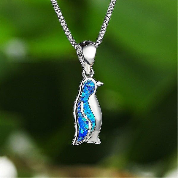 14k White Gold Penguin Pendant Animal Necklace Carousel 1