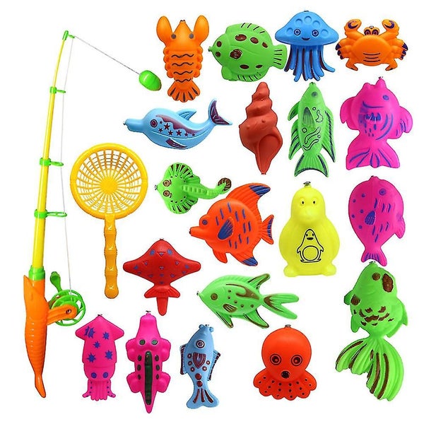 22pcs Fishing Toy Set Bath Toys Baby Bathtub Toy With Telescopic Fishing Rod N Carousel 1