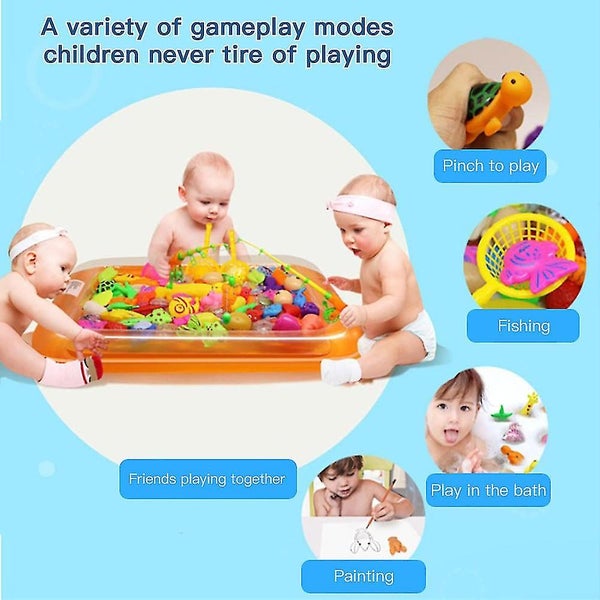22pcs Fishing Toy Set Bath Toys Baby Bathtub Toy With Telescopic Fishing Rod N Carousel 2