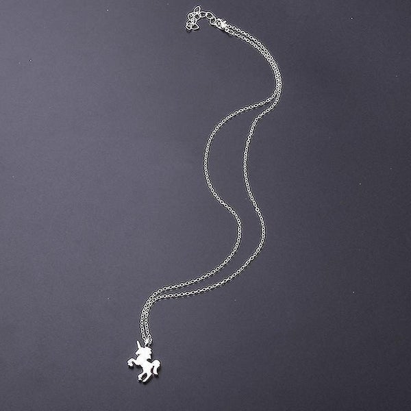 2pcs Hot Selling Fashion Animal Necklace Unicorn Clavicle Chain Men's And Women' Carousel 4